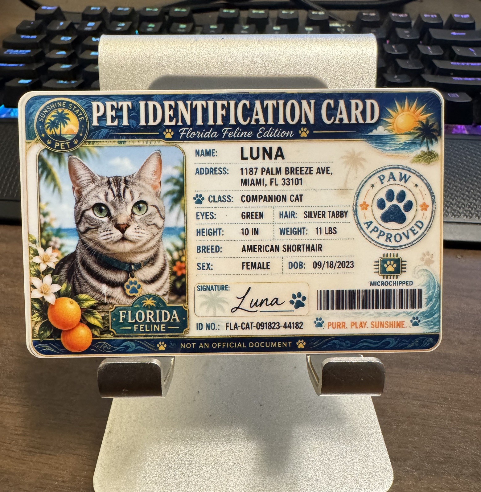 Custom Pet Identification Novelty PVC Card – Personalized Wallet Keepsake
