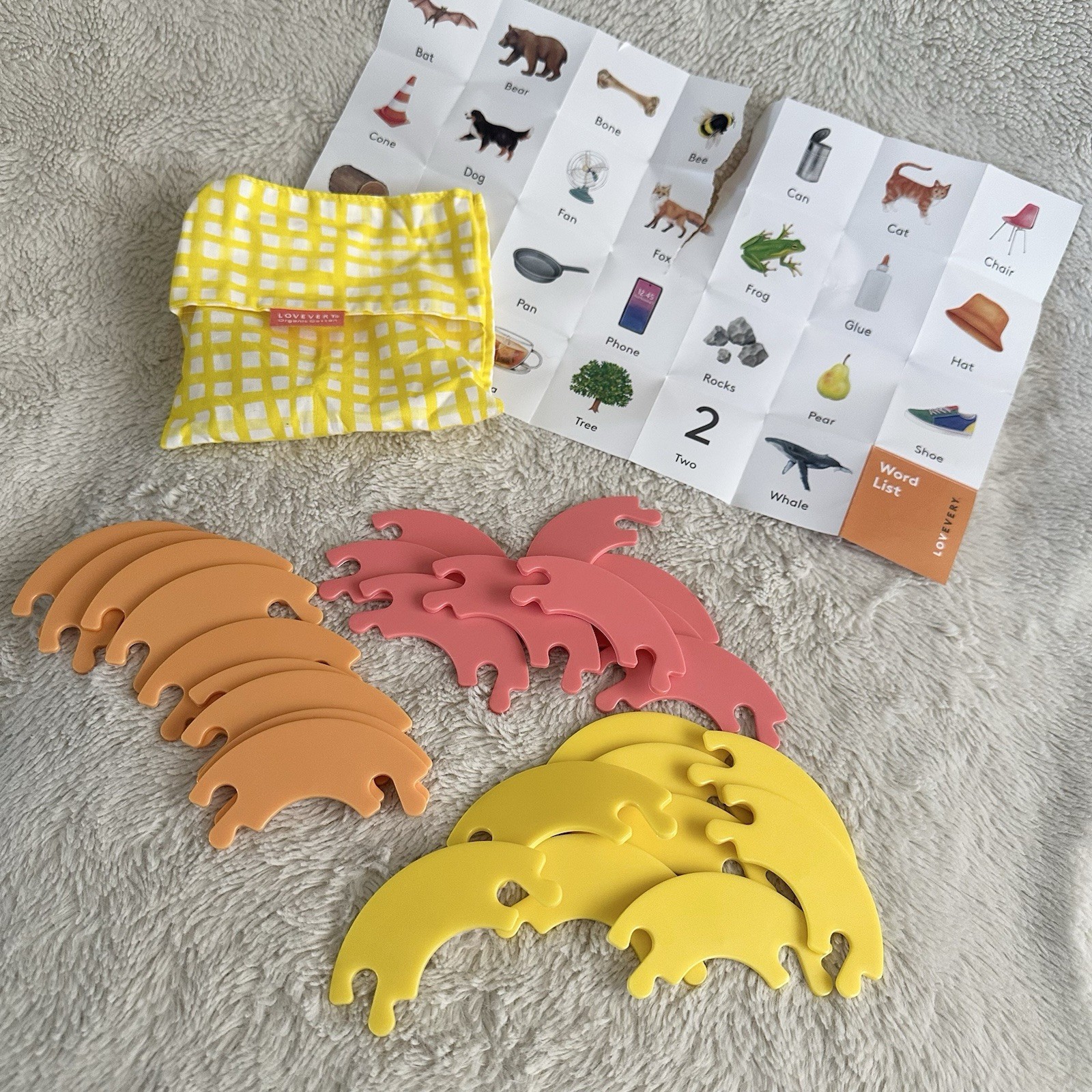 Lovevery Rhyming Rings Complete Learning Toy Set With Storage Pouch