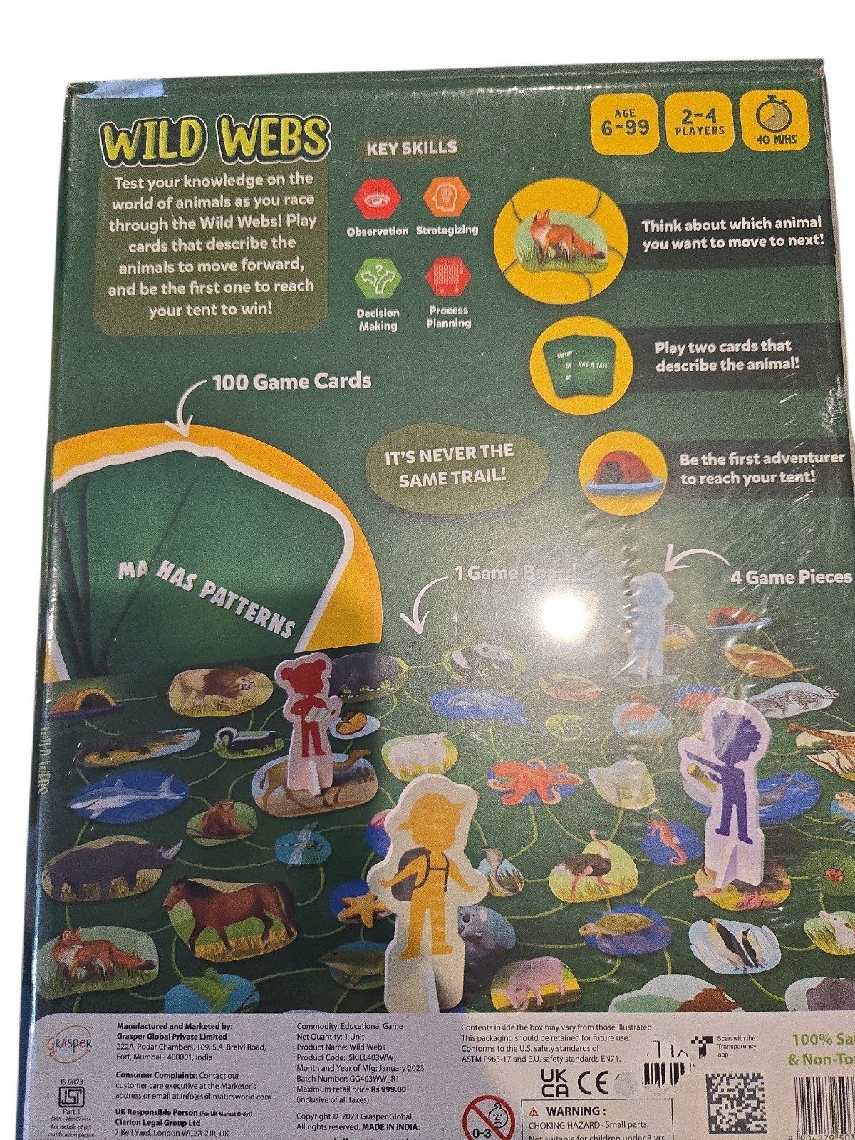 Skillmatics Wild Webs Board Game New Boys Girls Age Of 6+ Yrs 2-4 Plyrs(C-22)