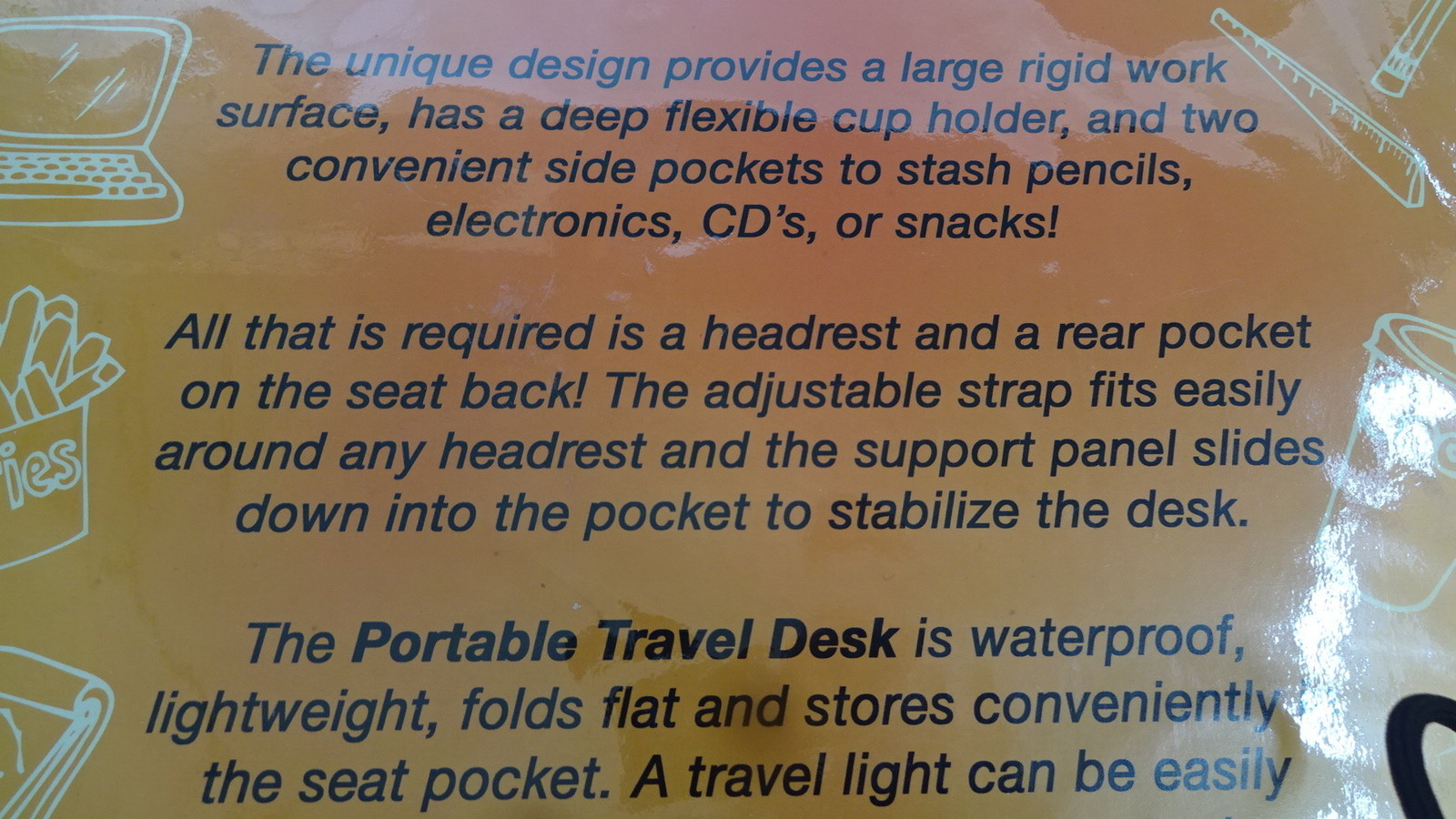 PORTABLE TRAVEL DESK For Child Car Travel Folds Flat Drink Holder New Sealed