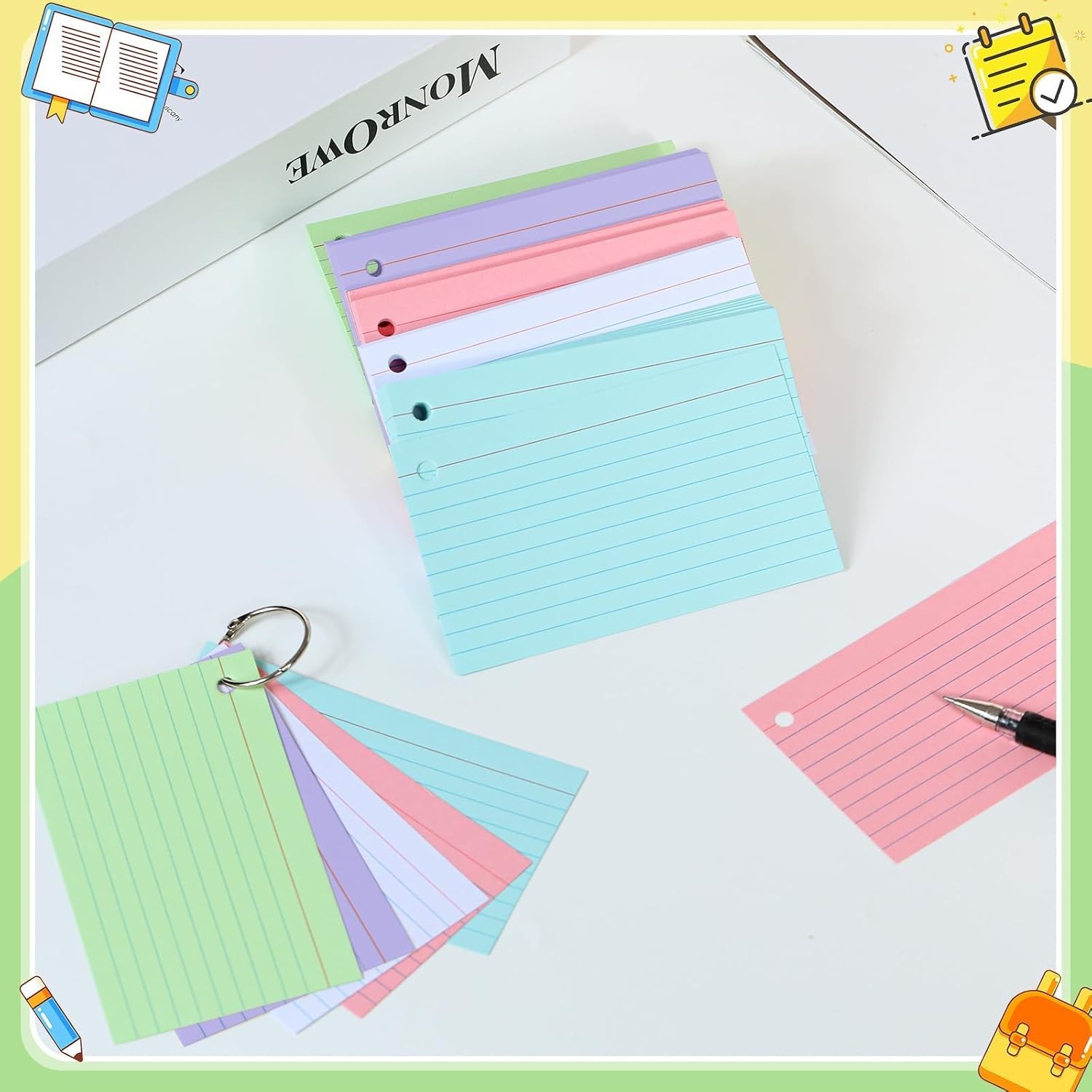 150 Pack Heavyweight Lined Note Cards – 4×6 Index Cards for Study and Organize