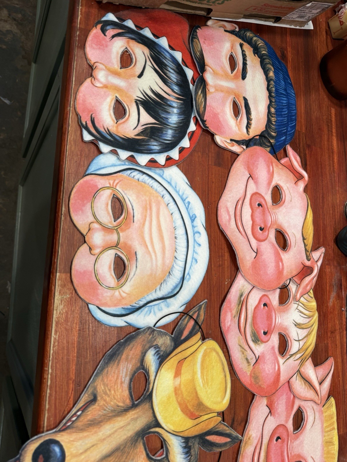 Lot Of Handmade Felt Masks For Fairy Tales 3 Pigs Goldilocks Bears Wolf