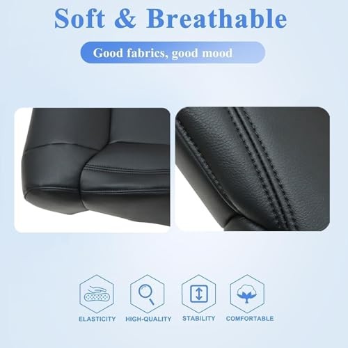 FZJDSD Black Driver & Passenger Side Bottom Microfiber Leather Replacement Seat