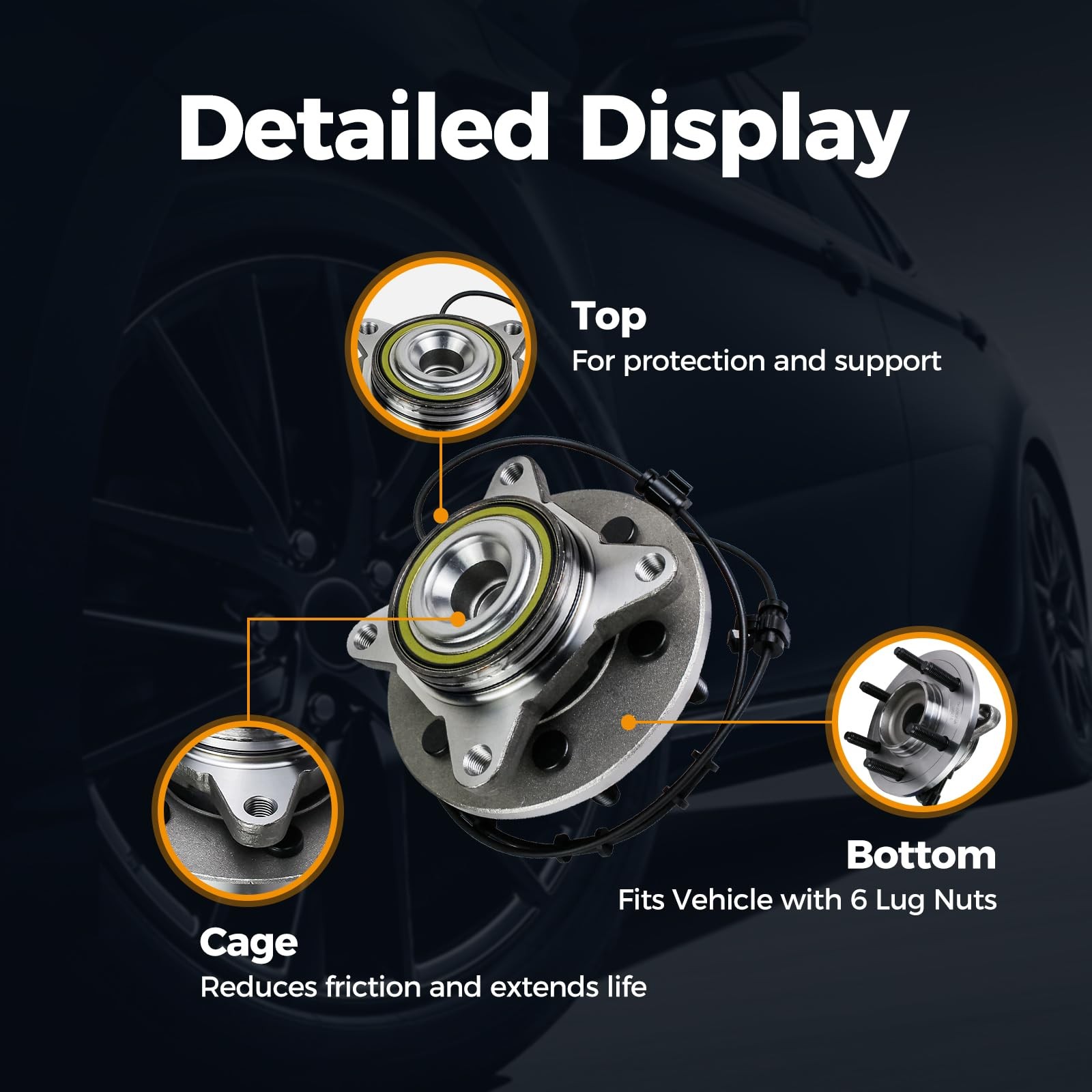 Front Wheel Hub Bearing Assembly Compatible Ford Expedition Navigator