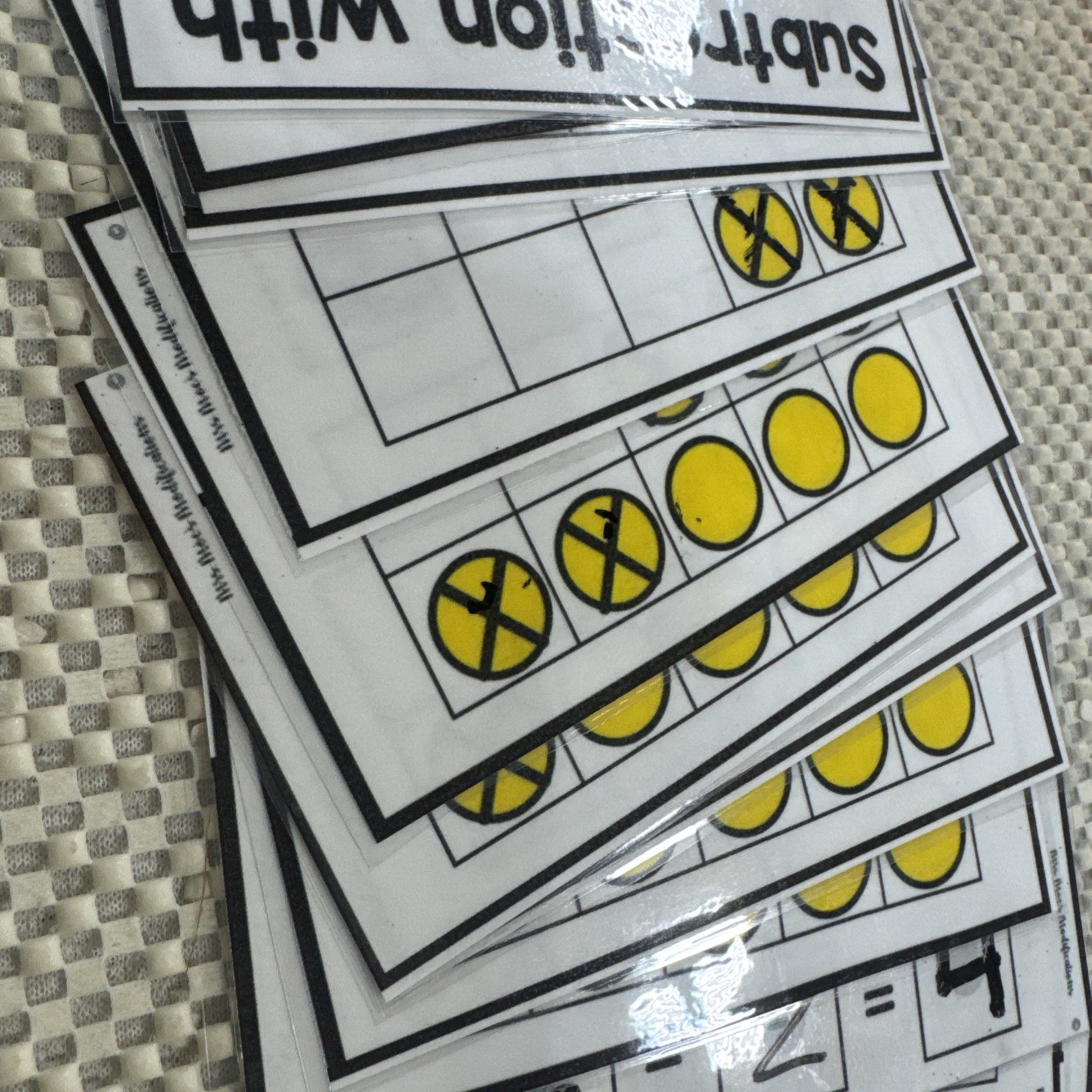 Subtraction Facts Ten Frame Cards – 13 Dry Erase Laminated Card