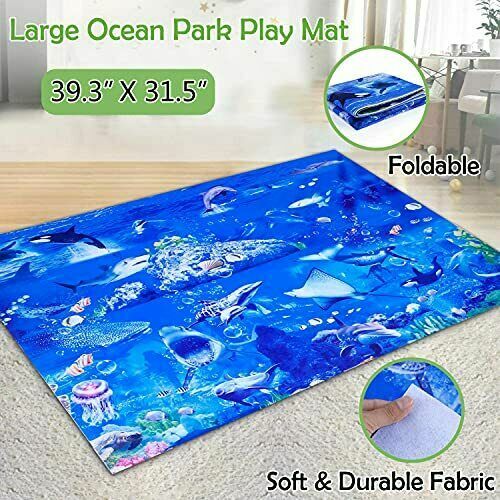 Ocean Animals Toys, 18 Pack Realistic Sea Animal Figurines with Play Mat