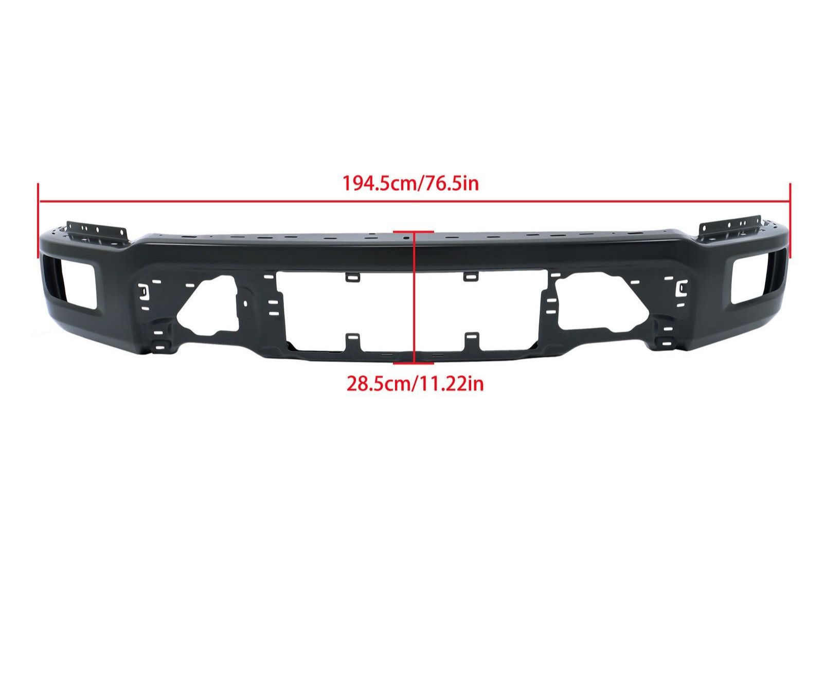 24-25 Ford F150 Steel Front Bumper Face Bar Black Steel (No Sensor Holes)