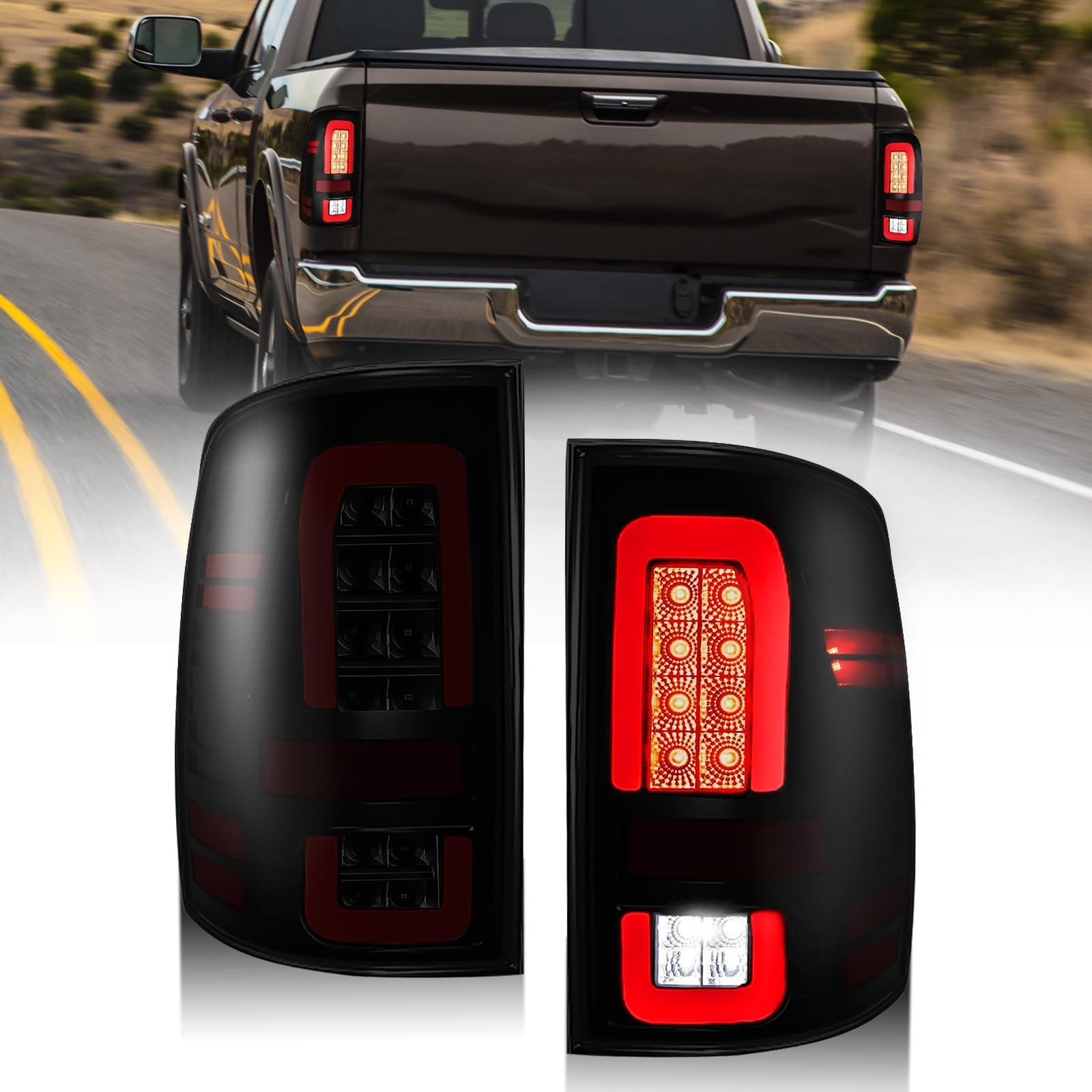 Smoked Black Full LED Tail Lights for 2009–2018 Dodge Ram 1500/2500/3500 &