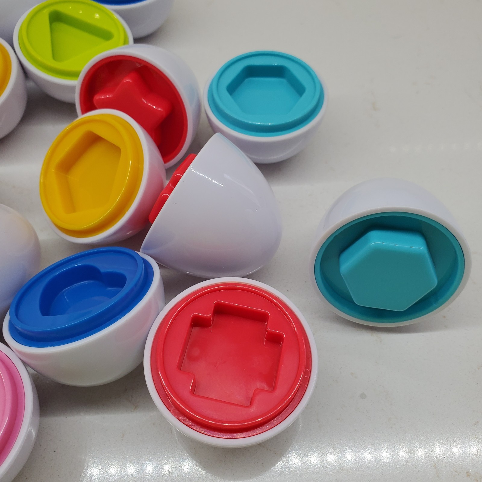 Matching Shapes Game 12 Plastic Eggs – Shapes & Color Sorter Educational Play