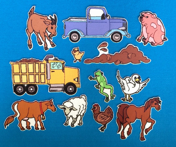 The Little Blue Truck Felt / Flannel Board Set. Preschool.