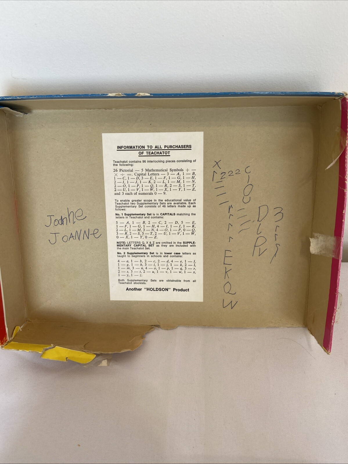 Vintage 1964 Educational Teachatot letters picture & Numbers locking game