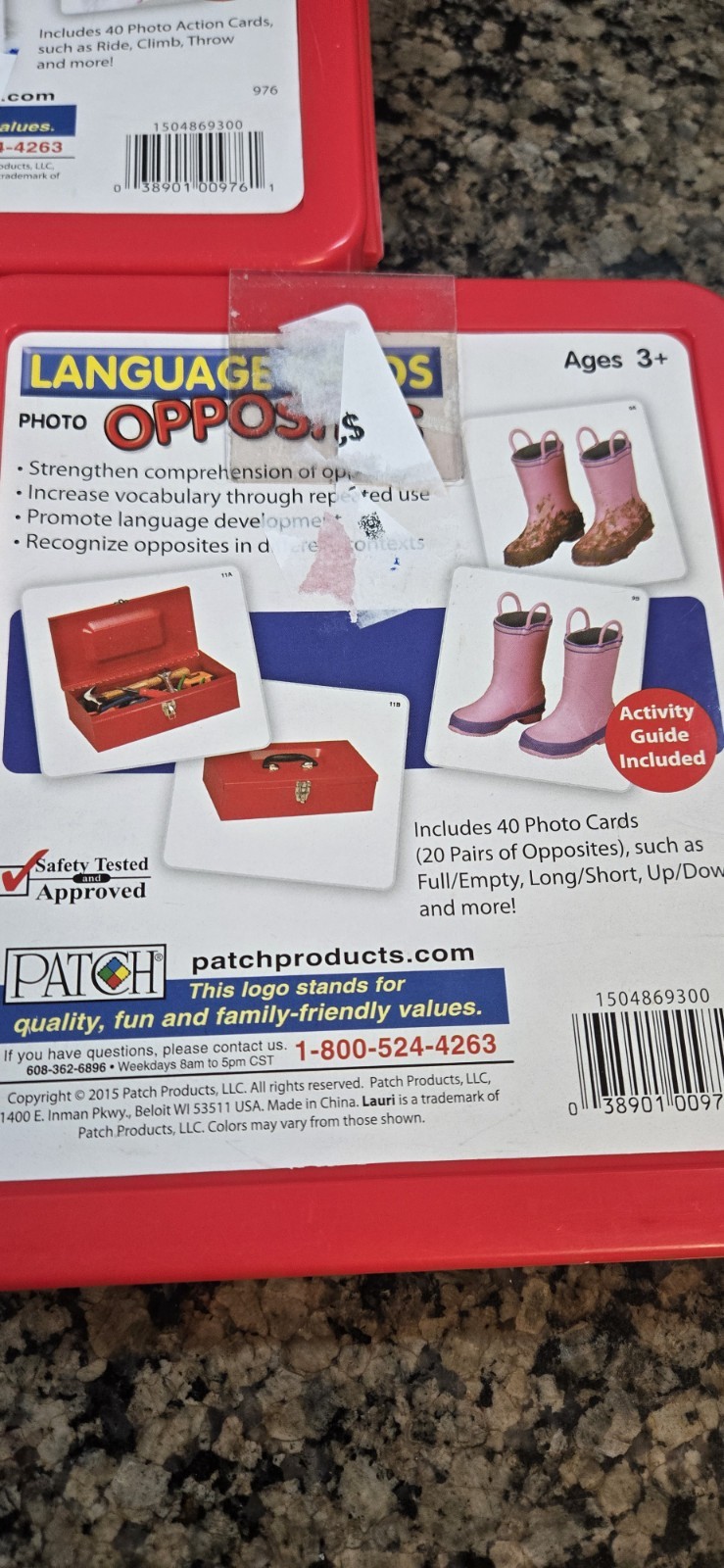 Lauri Language Cards Ages 3+ Photo Actions,Opposite & Caterories MISSING 1 Guide