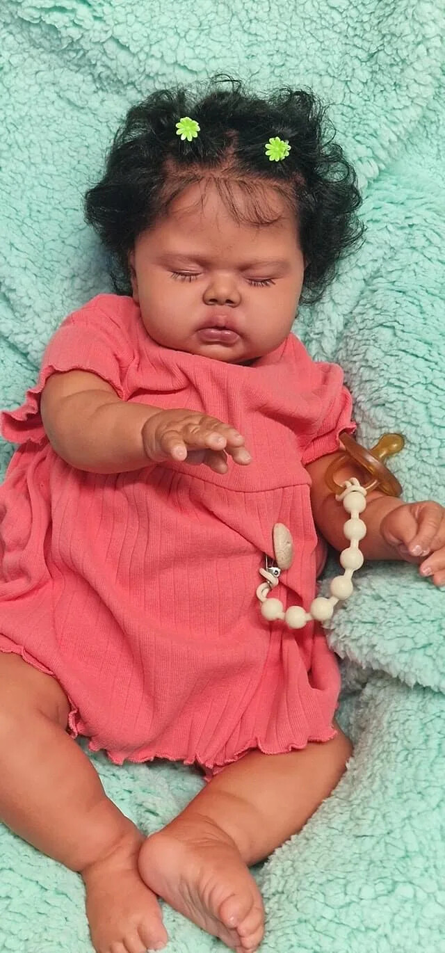 24inch Lifelike Reborn Doll Hand-rooted Hair Toddler Girl Pickle Dark Skin Gifts