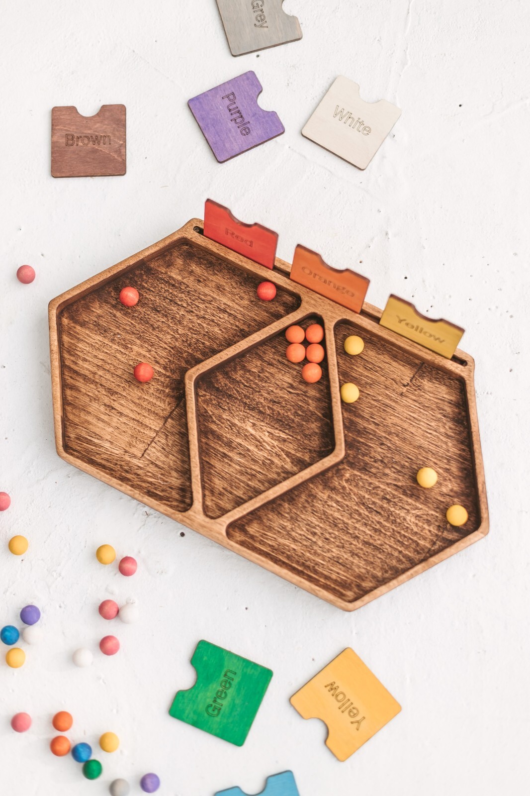 Color learning sorting toy, toddler educational toys, wooden kids gifts, Waldorf