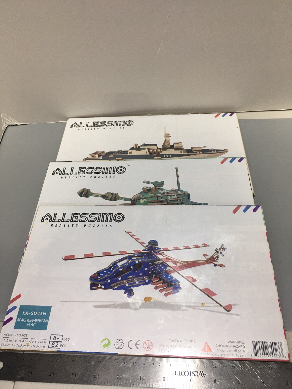 Allessimo Reality Puzzles Apache American Flag, Tank, Destroyer Lot 3 NEW SEALED
