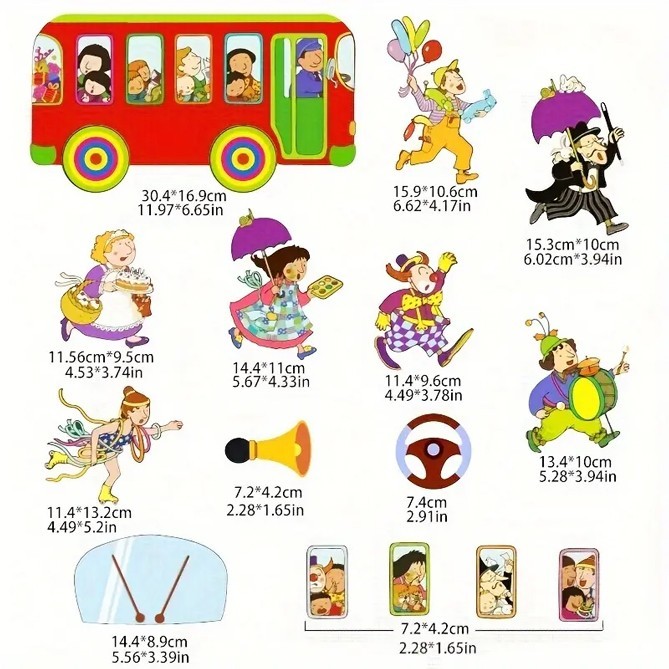 Wheels on the Bus Felt Story Set, 14 Pcs Flannel Board Storytelling Kit for Kids