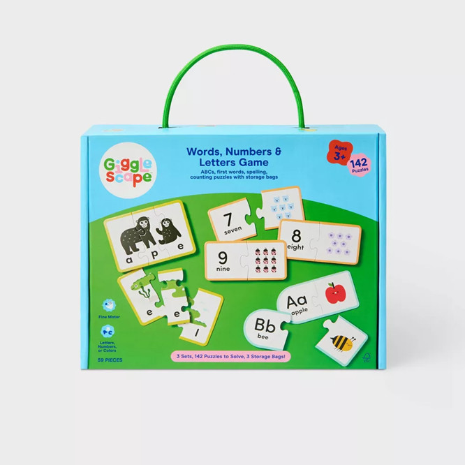 Gigglescape Words Numbers and Letters Learning Game 59 Pieces 142 Puzzles Age 3+