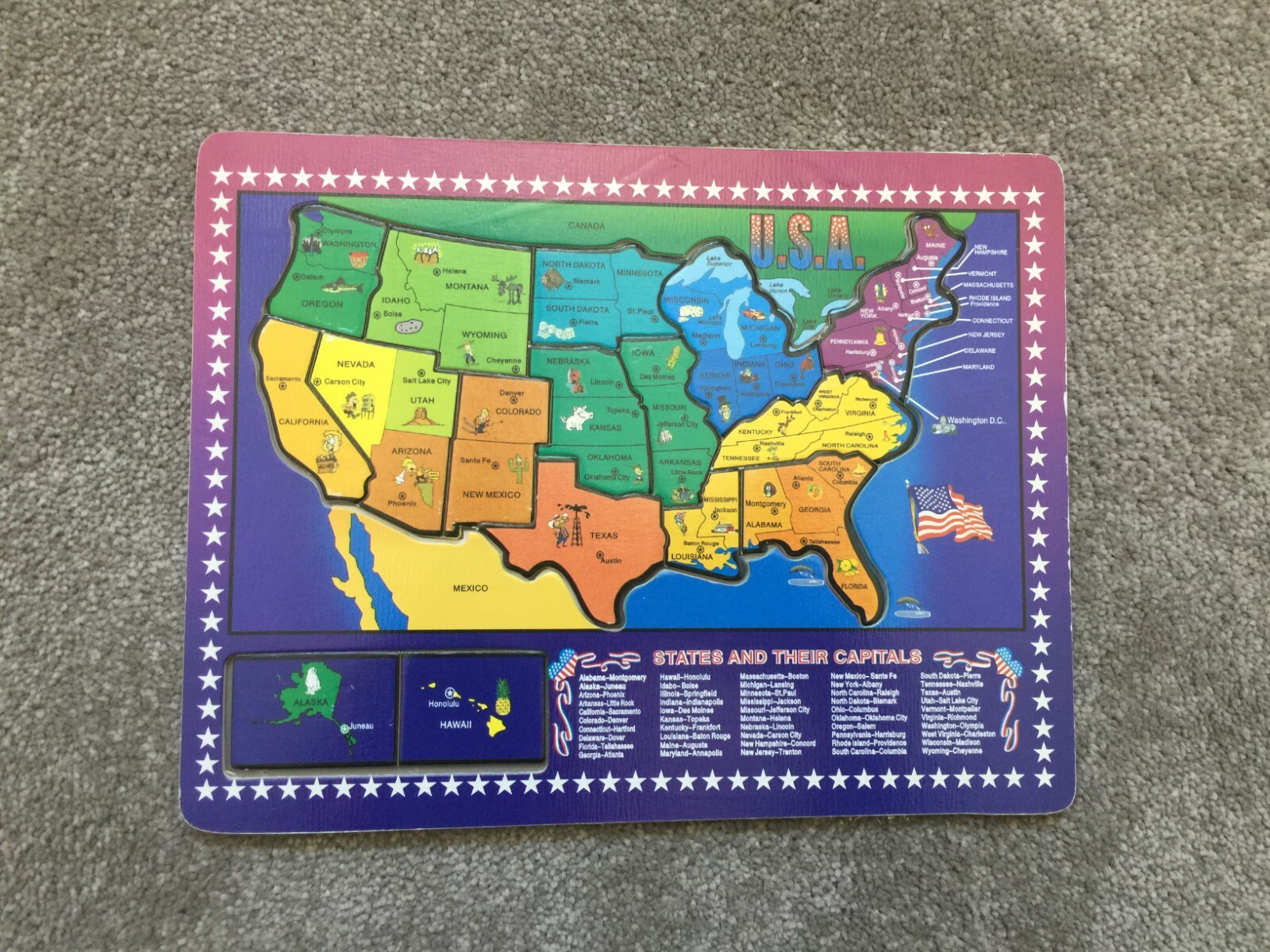 Wooden Jigsaw USA States and Capitals, aged 3-10 years, 11″ x 8.5″