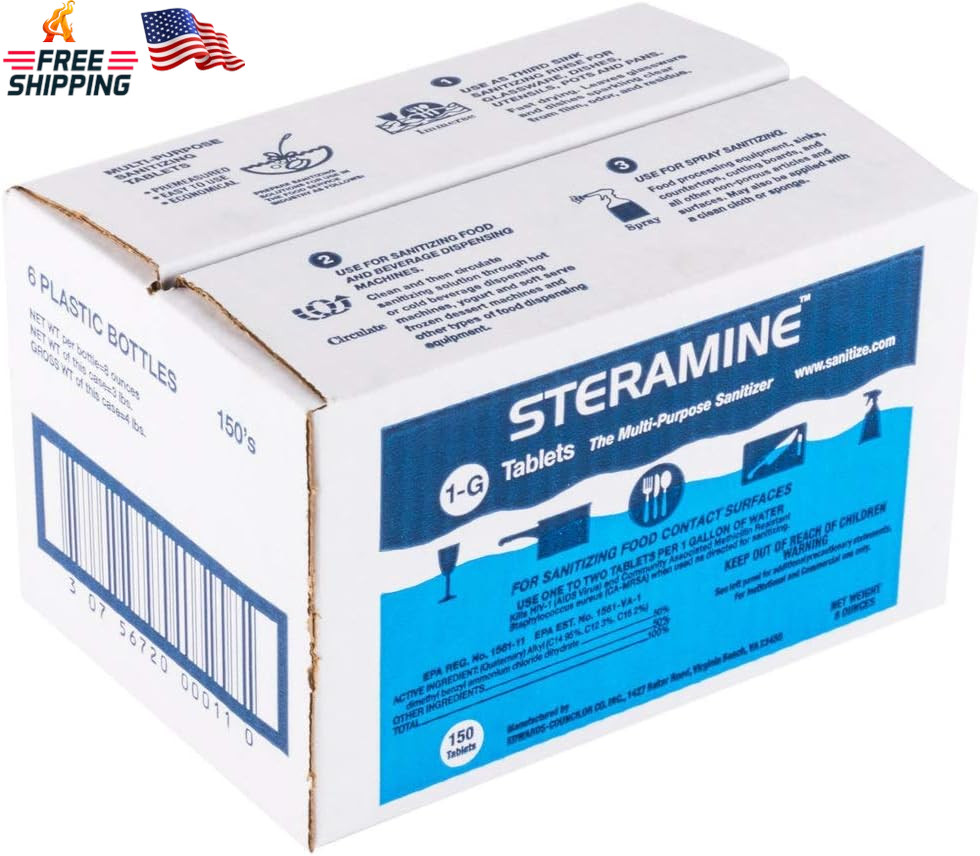 Edwards-Councilor S150E48 Steramine Sanitizer Tablets (Sanitabs) 150 Count Bottl