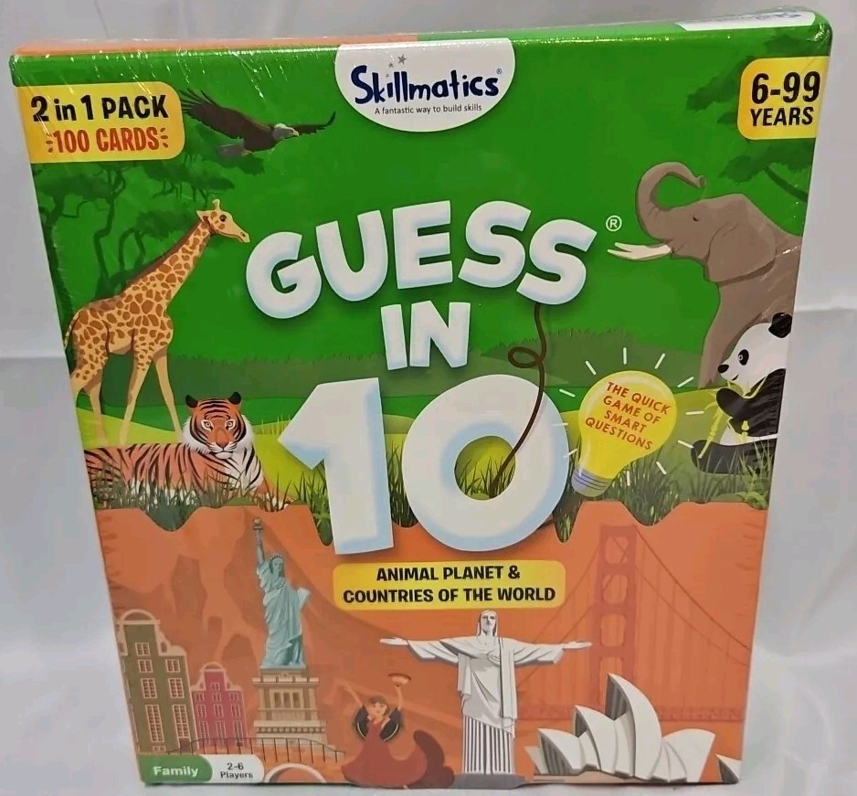 Skillmatics Guess in 10 Game 2 in 1 Animal Planet & Countries Of The World NIB