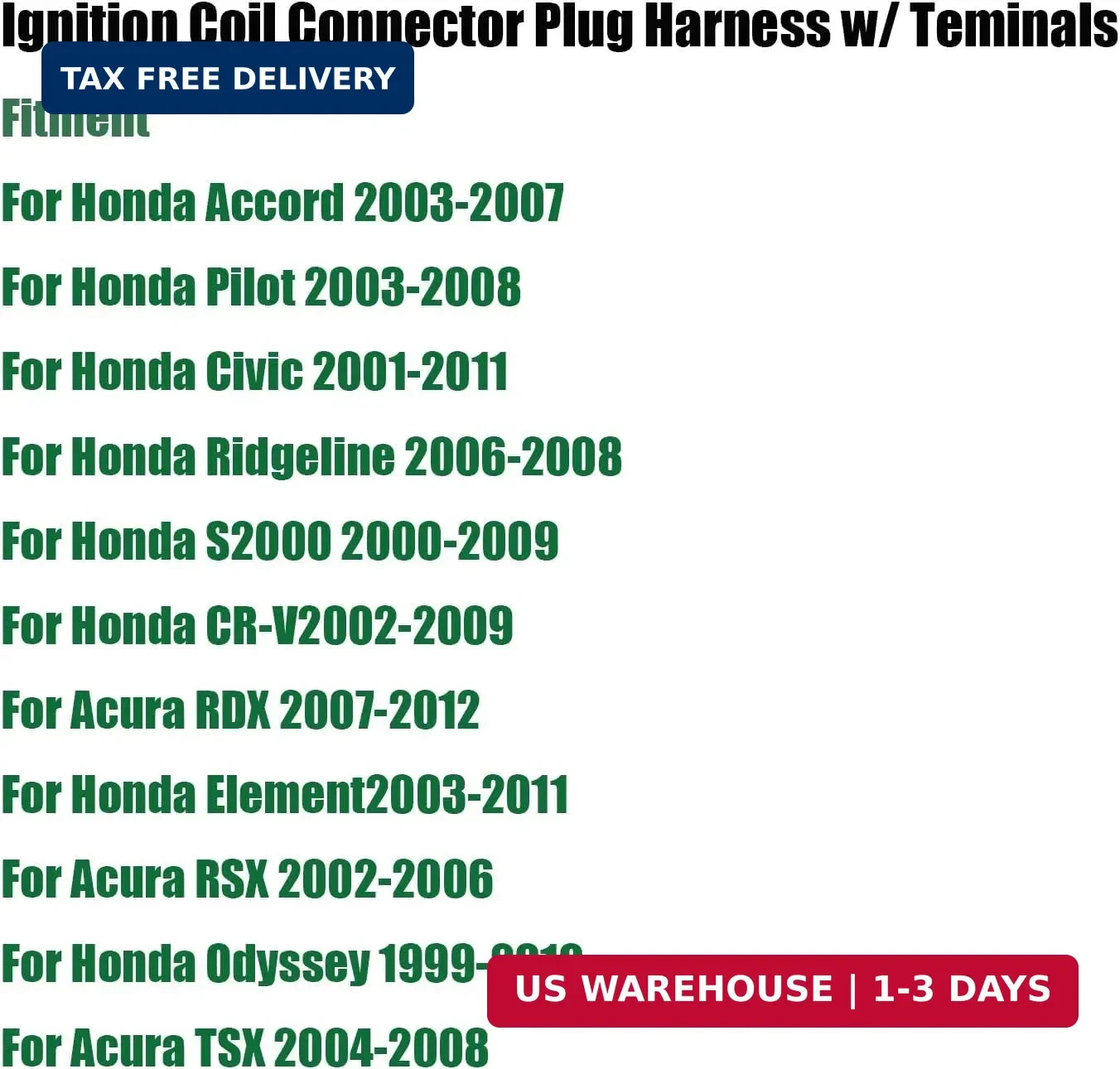 MAMIKO 8 sets ignition coil connectors for Honda Accord Odyssey civic CRV compat