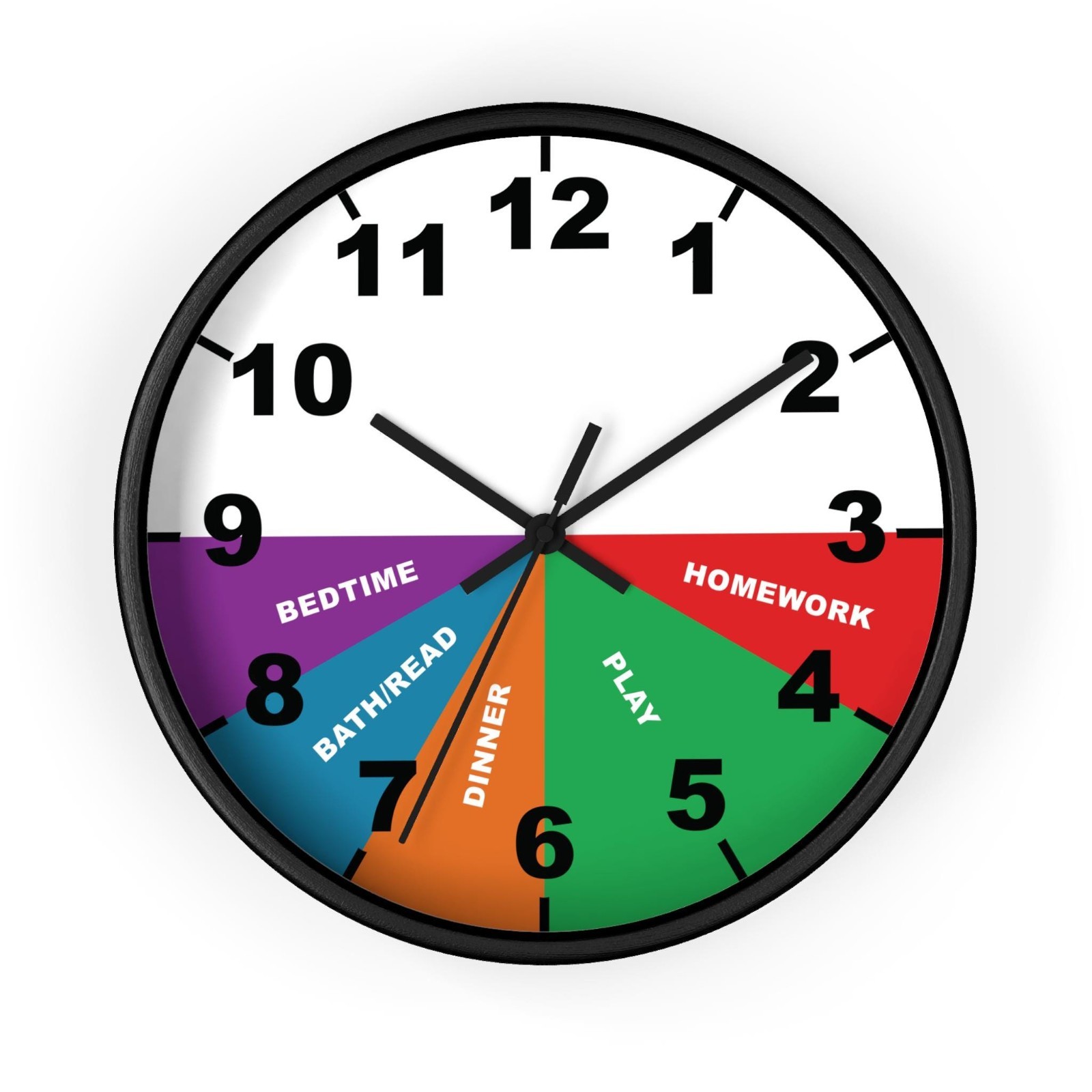 Customizable Kids Daily Routine Clock Wall Chart Color Block Schedule Free Ship