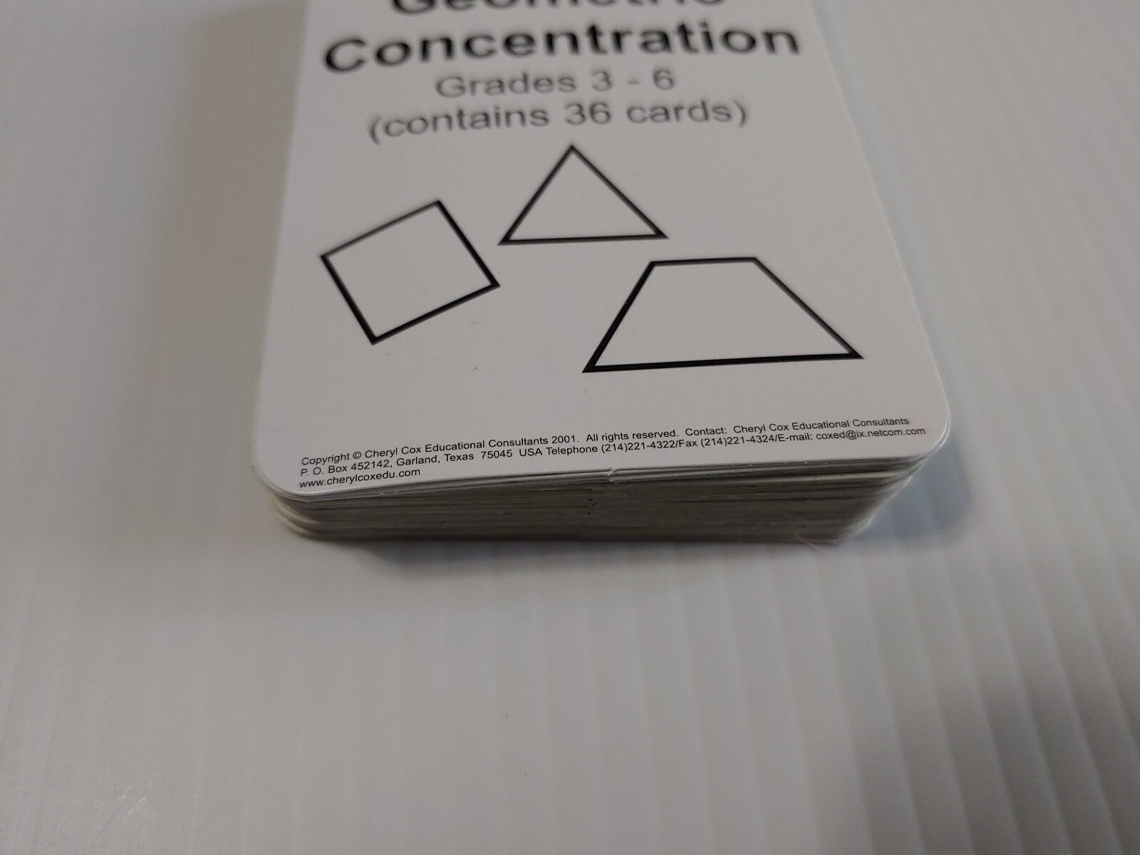 hands on Learning Geometric Concentration Cards grade 3-6 for at risk students