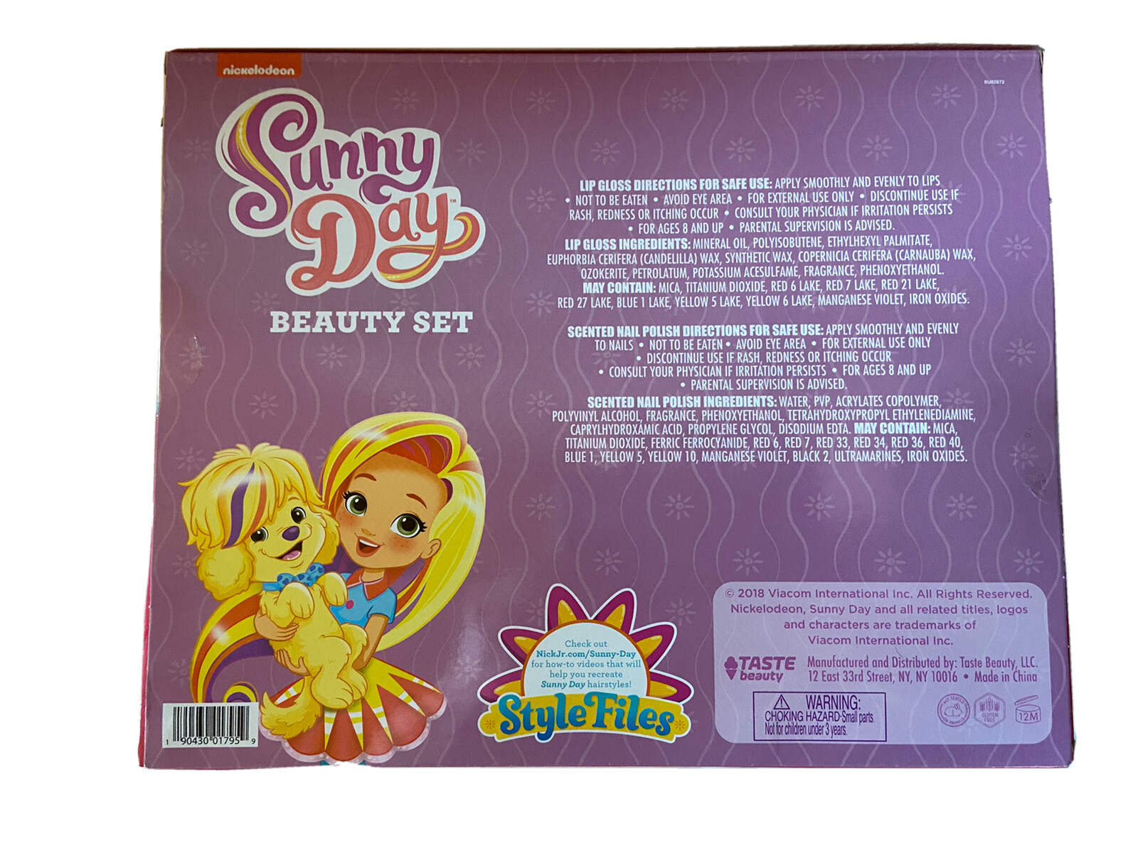 NIB Nickelodeon Sunny Day Kids Beauty Lip Gloss Nail Polish Dress Up Play Set