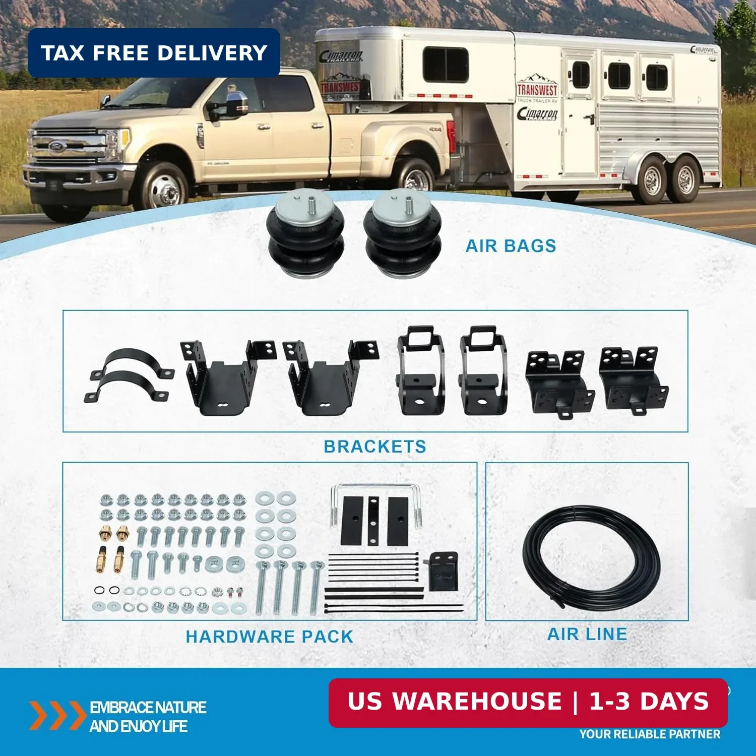RETRUE Rear Air Bags Suspension Kit for 1999-2004, 2008-2010 Ford F250 F350 Truc