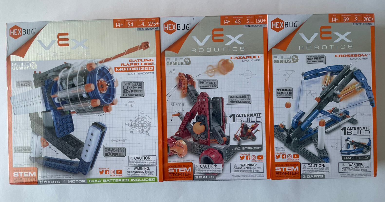 Hexbug Vex Robotics Lot of 3 STEM Starter Dart Shooter, Catapult, Crossbow – NEW