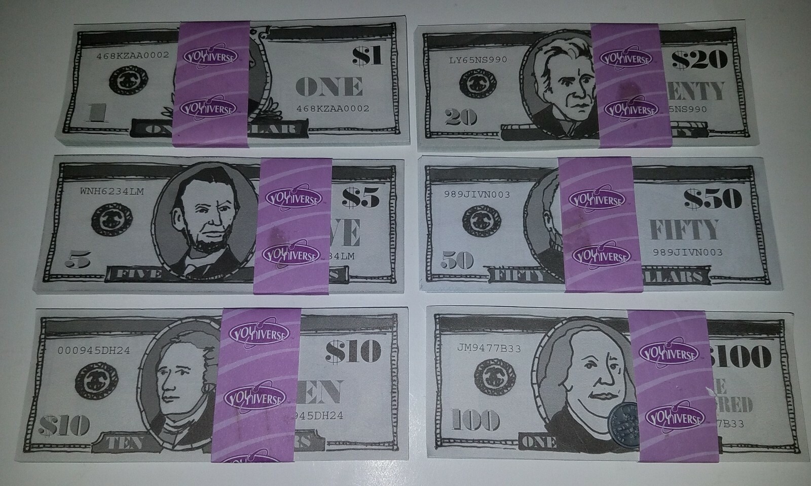 Youniverse Play Toy Money Lot Dollars Coins Pennies Nickels Dimes Cash Learning