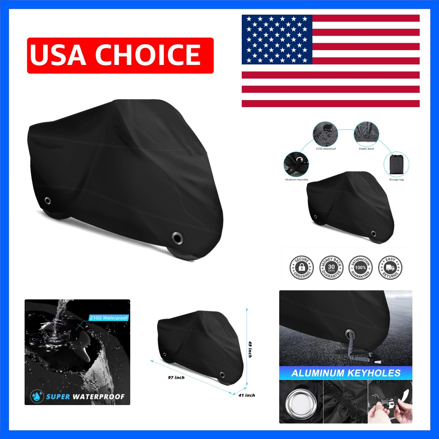 Motorcycle Cover -Waterproof Outdoor Storage Bag,Made of Heavy Duty Material,…