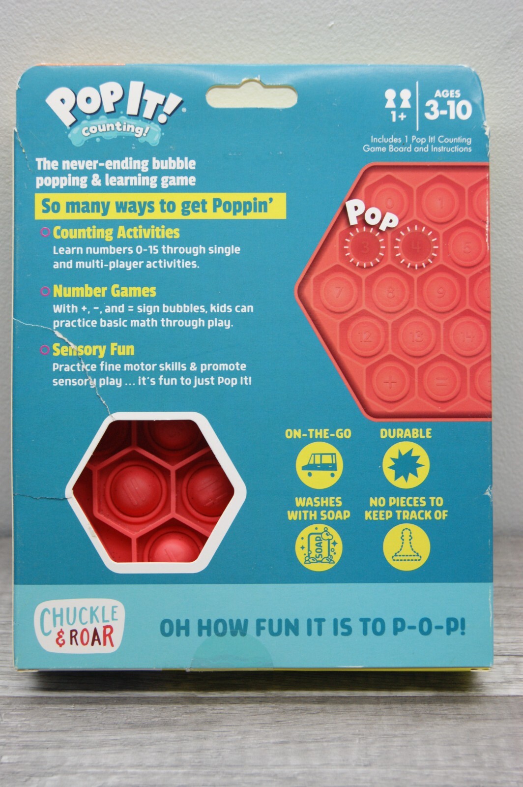 Chuckle & Roar/POP IT! Counting Game/ Learning/educational Ages 3 To 10 NIB