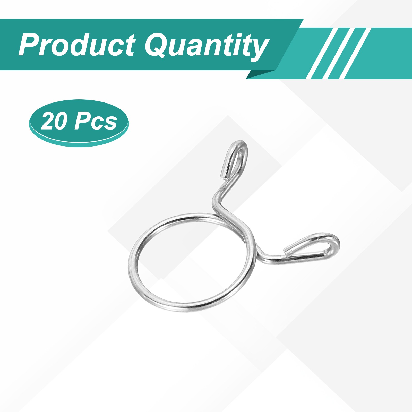 20Pcs 15mm ID 17.5mm OD Fuel Line Hose Clips Spring Clips Clamps Silver