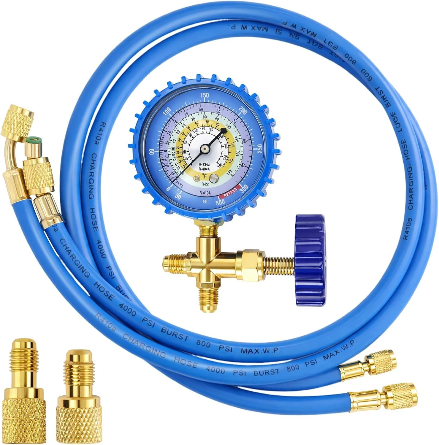 R410A Recharge Kit AC Charging Hose, R134A R22 R404A R410A Manifold Gauge Hose K