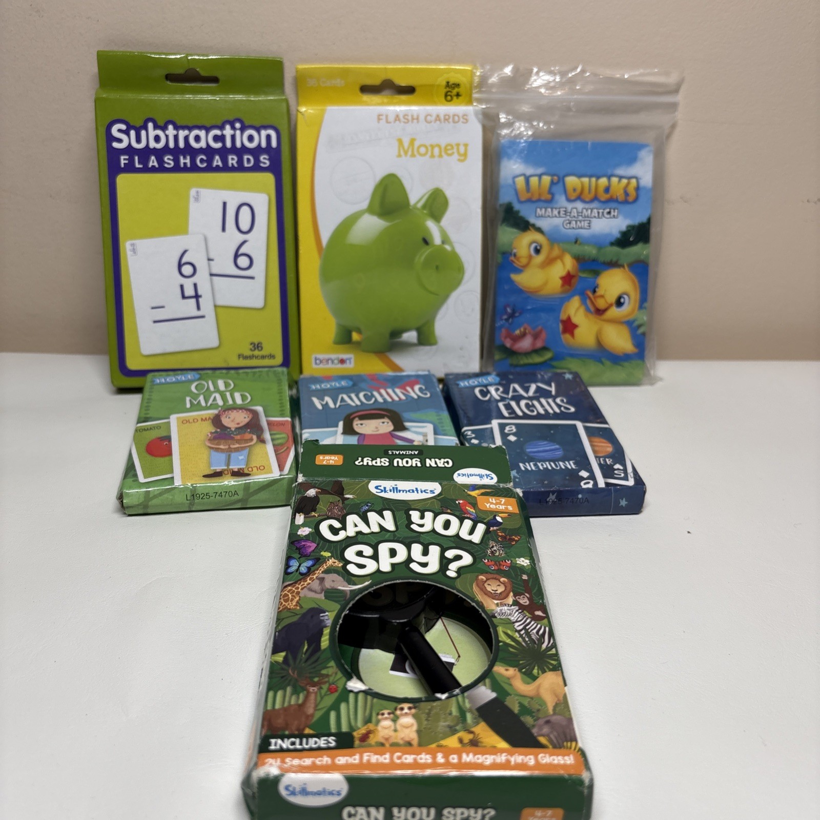 Lot Of 7 Kids Educational Flashcards & Game -Sight Words, Animals & Puzzle Cards