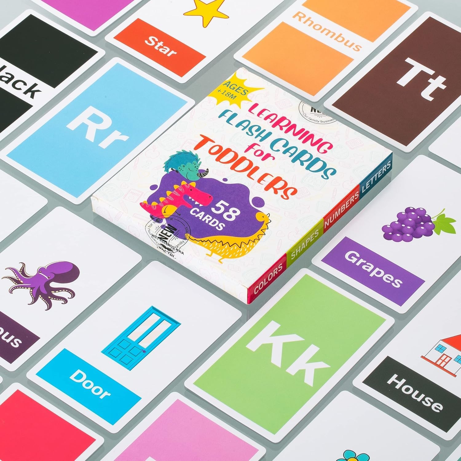 Alphabet Flash Cards for Toddlers 58 Card Set Double-Sided Educational Play