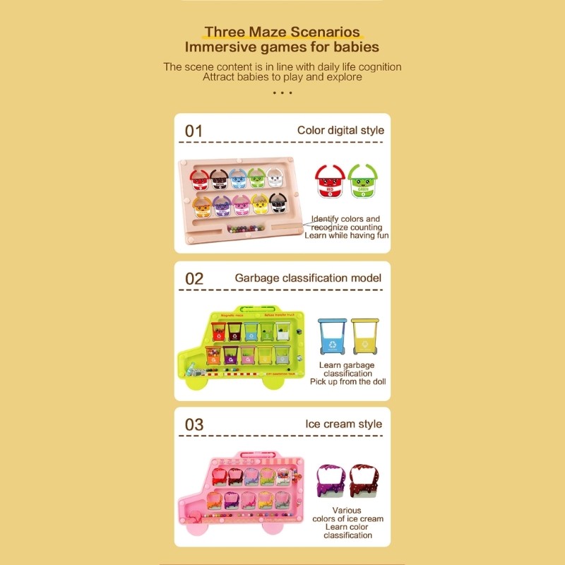 Maze Board Walking Bead for Kids Educational Color Sorting Activity Toy