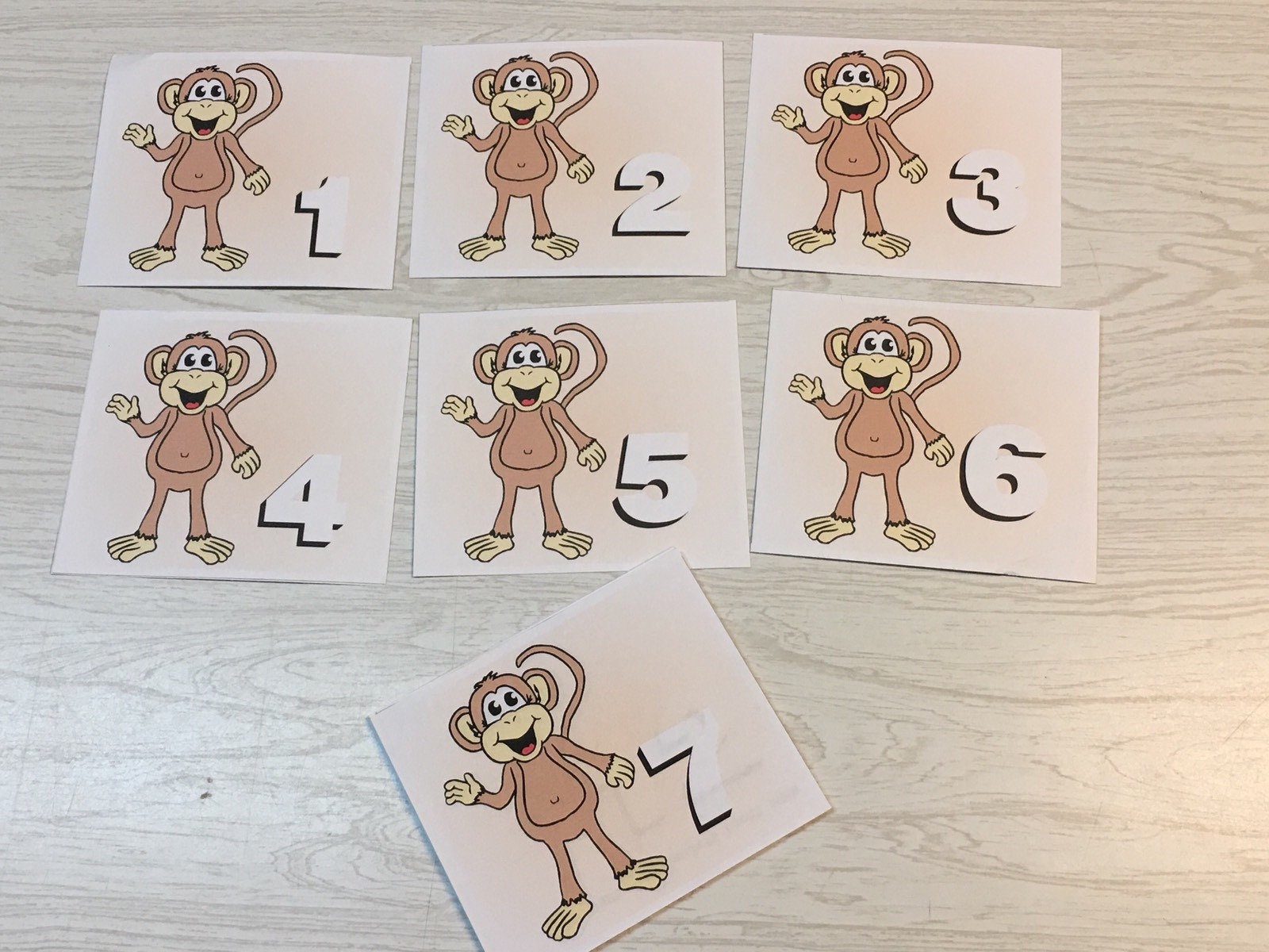 Monkey – Numbers 0 – 30 – Laminated Activity Cards