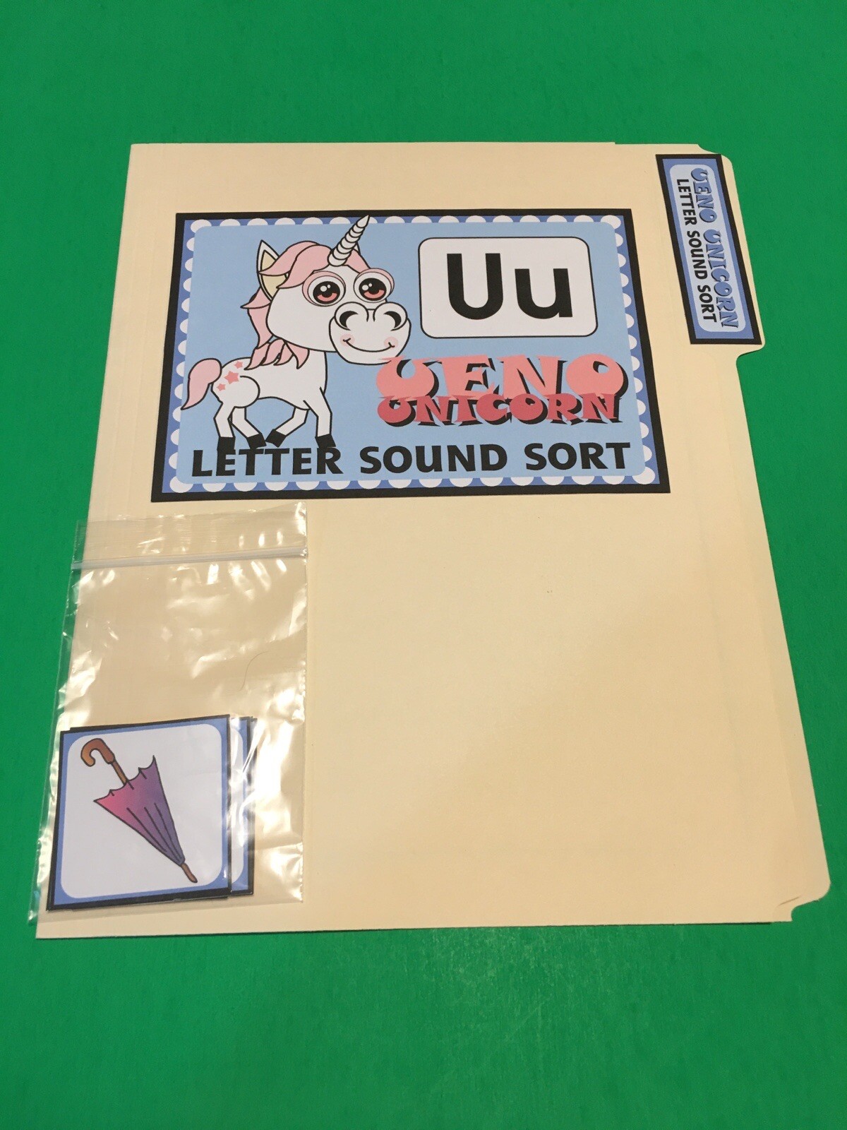 Ueno Unicorn – Letter Uu – DIY File Folder game – Printed / Uncut