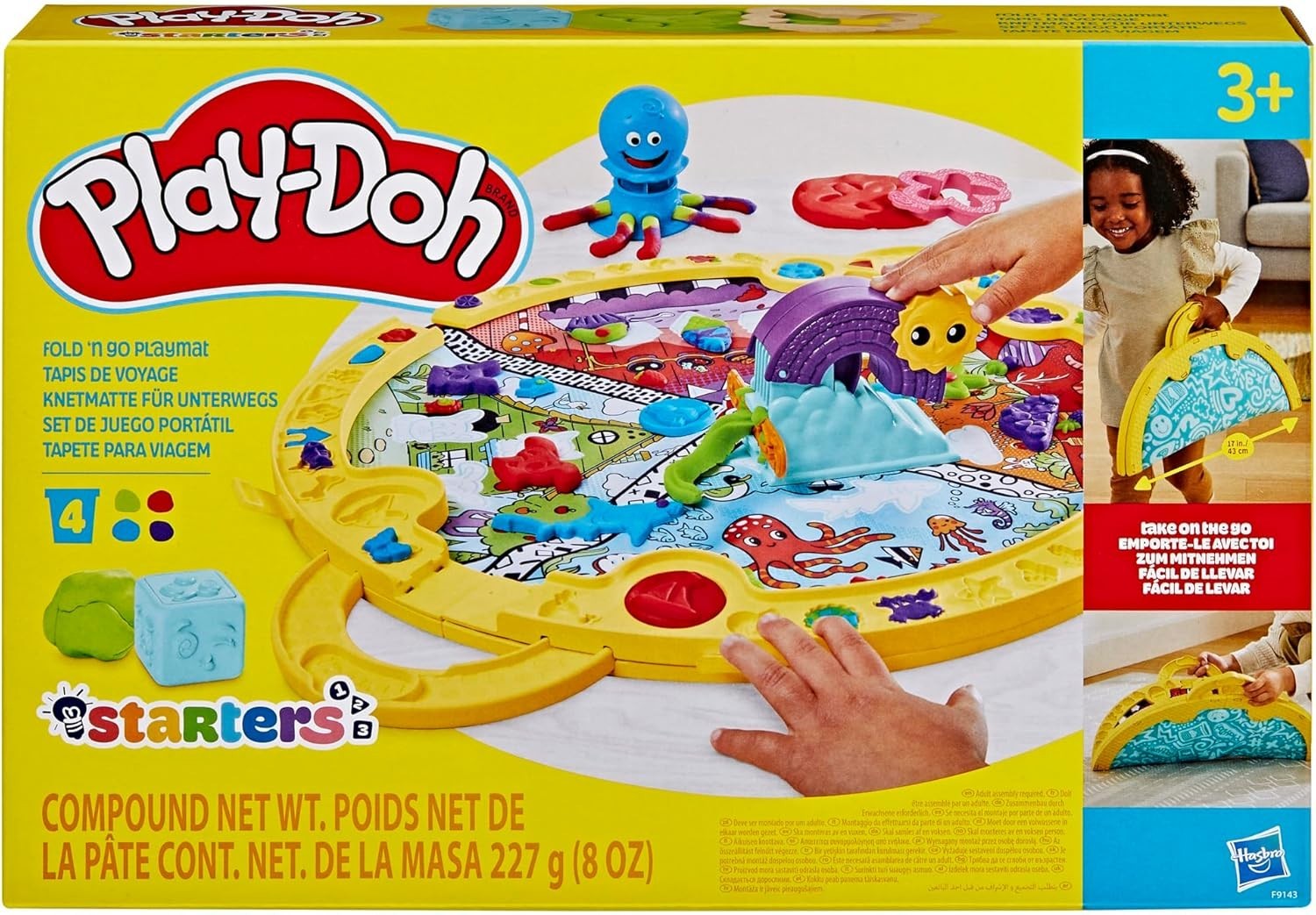 PLAY-DOH FOLD “N GO 17INCH PLAYMAT STARTER PAYSET FOR TODDLERS, NON TOXIC NEW