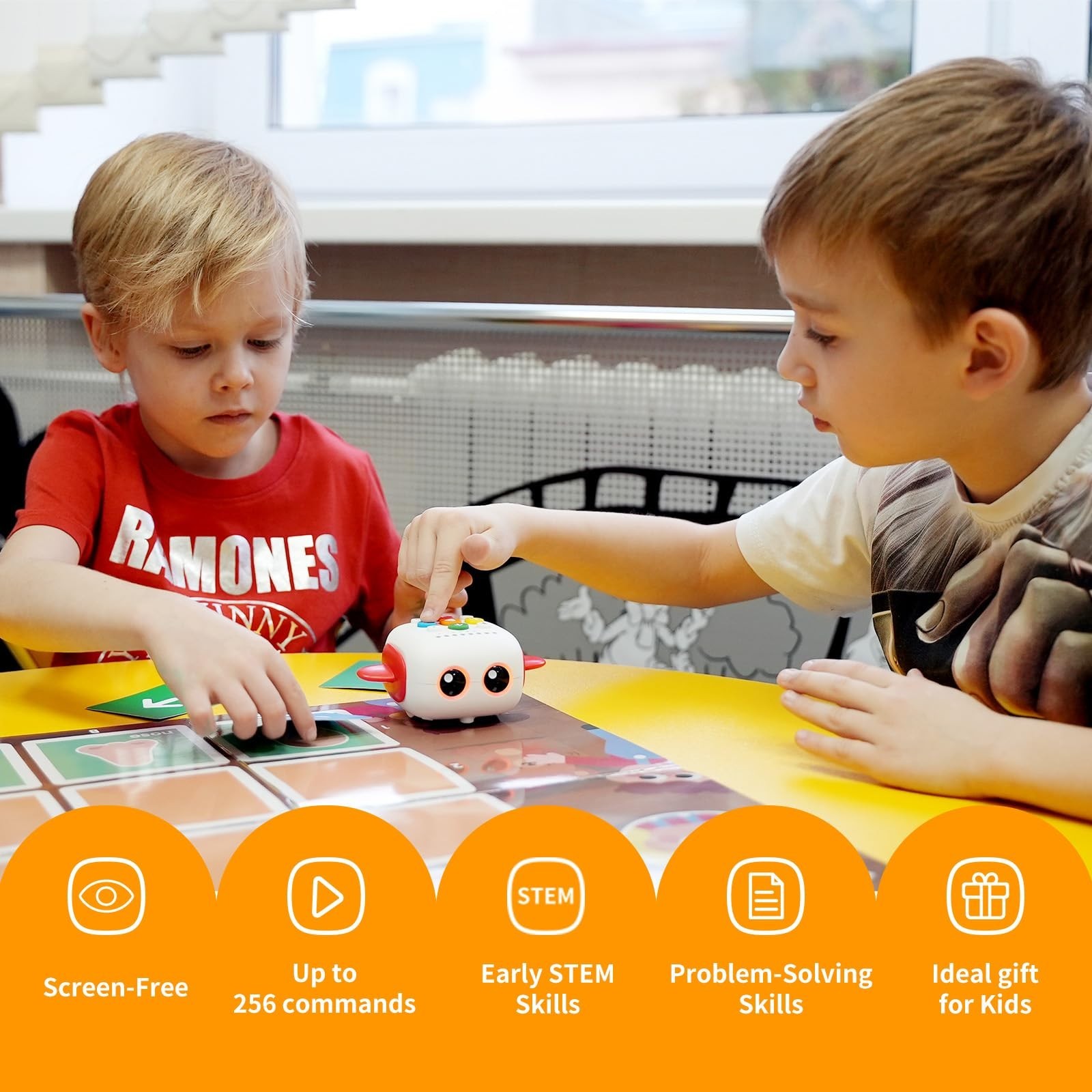 Educational Coding Robot for Kids 3-5, STEM Learning Toy, Screen-Free Robotics f