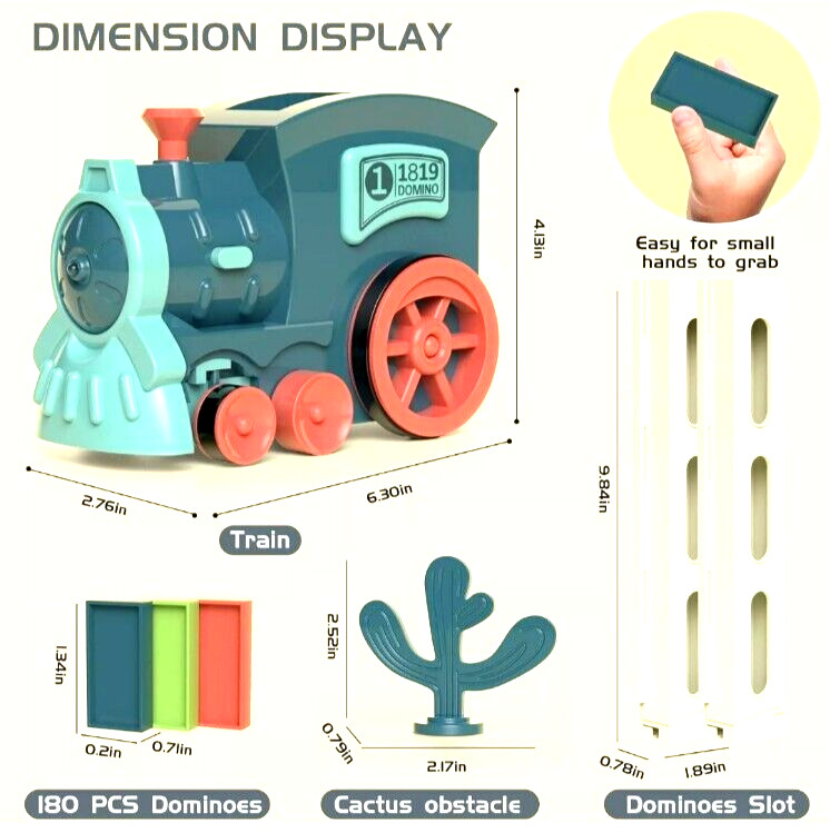 Domino Train Toy Kids Games: Automatic Dominoes Building Set Rally Morandi Blue