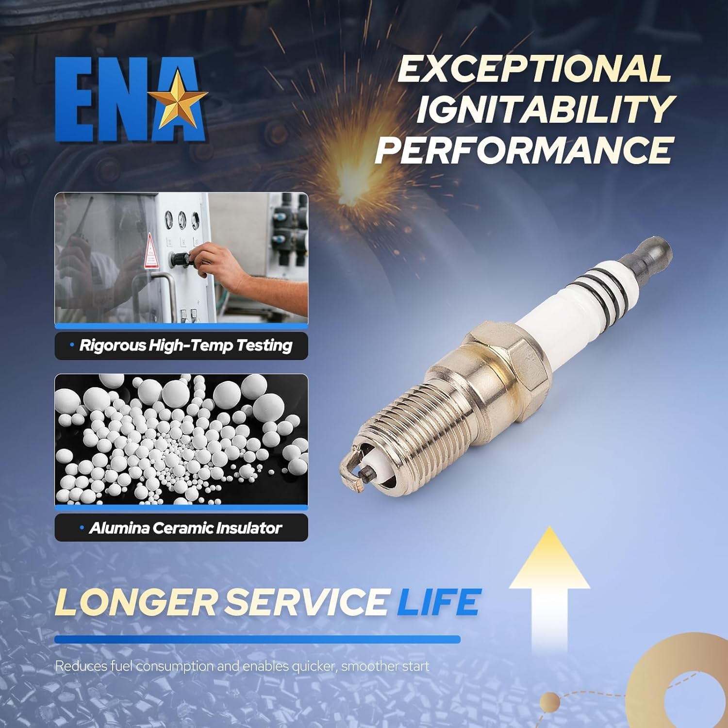 ENA Set of 6 Spark Plug with Wire Set 3.8L Compatible with Buick Chevy Pontiac