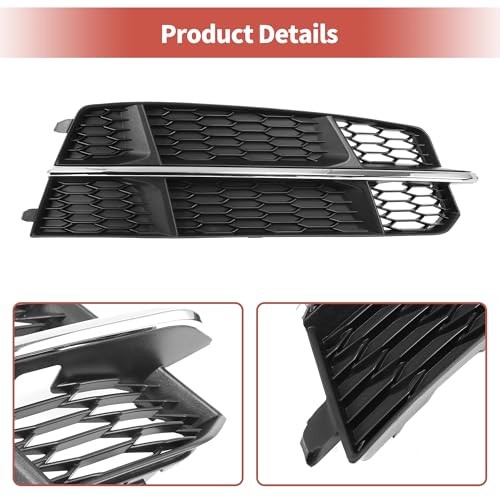 Fog Light Grill Front Lower Bumper Fog Light Cover Inserts for Audi A6 C7 S
