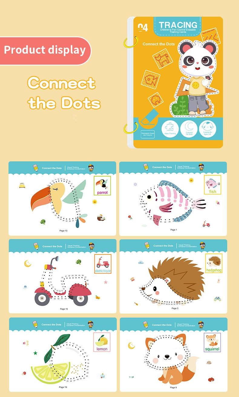 34 Page Childrens Reusable Workbook with Erasable Pen Early Learning Educational