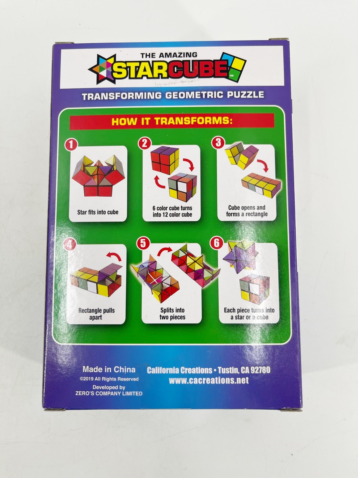 New THE AMAZING STAR CUBE Transforming Geometric Puzzle California Creations