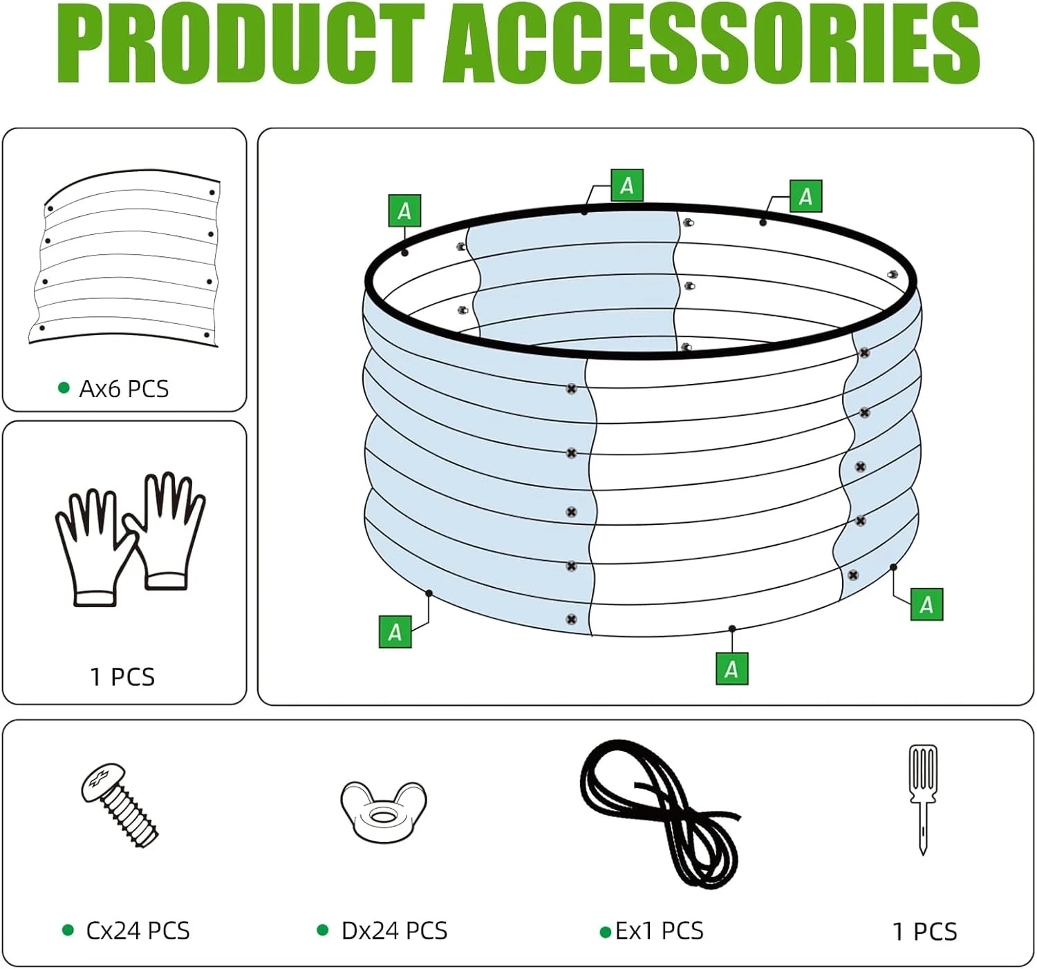SnugNiture 2x2x1ft Round Galvanized Raised Garden Bed Kit Outdoor, Metal Planter