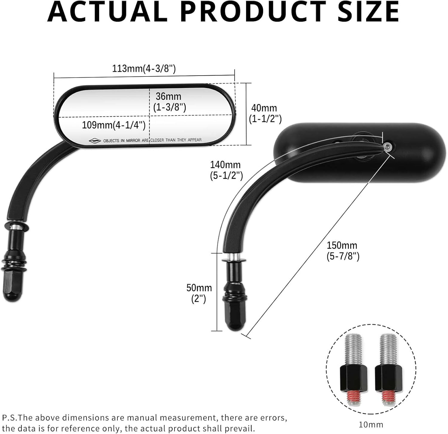 Harley Davidson Sportster Mirror Pair 8mm 10mm