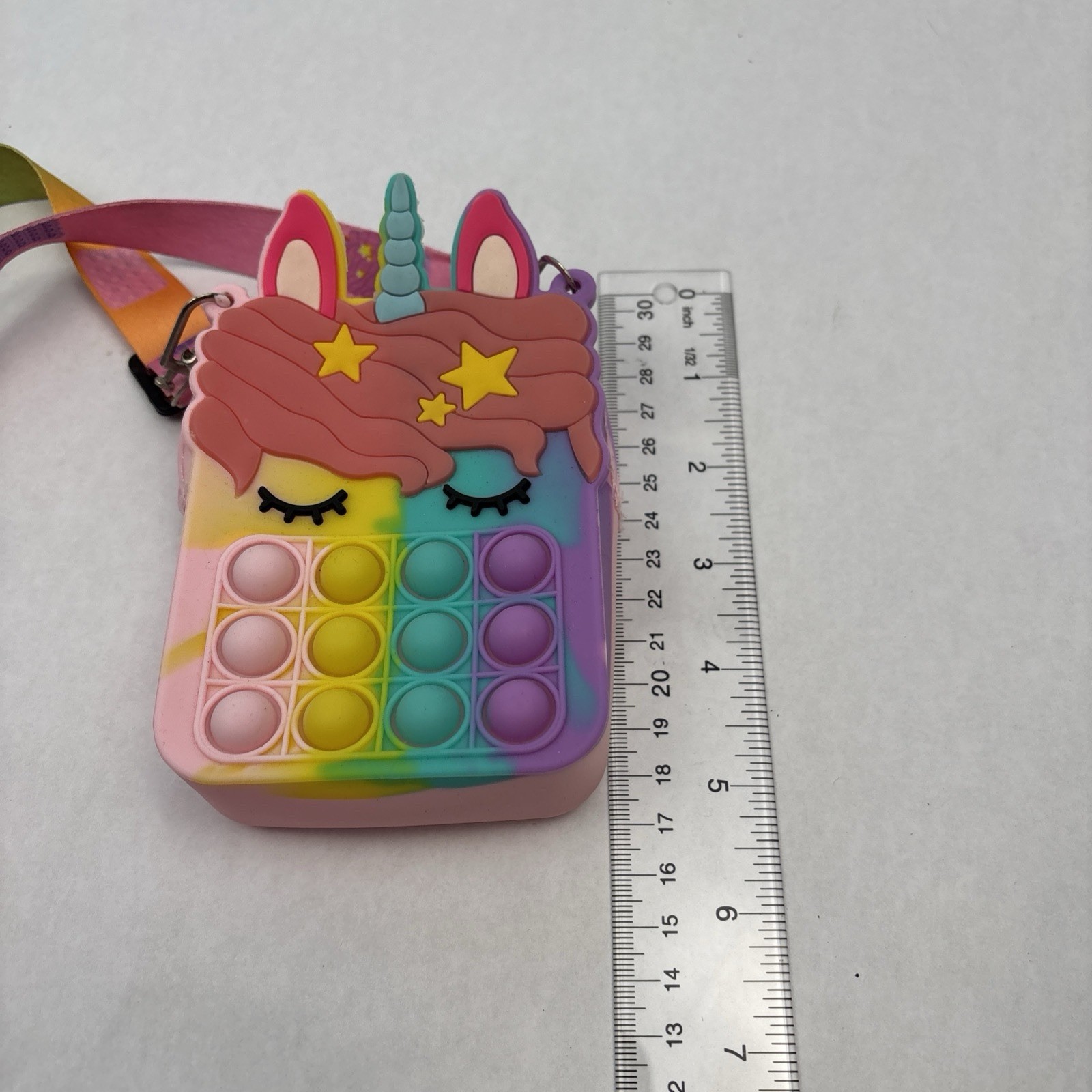 Rainbow Unicorn Purse for Kids Silicone Pop It Fidget Mini Crossbody